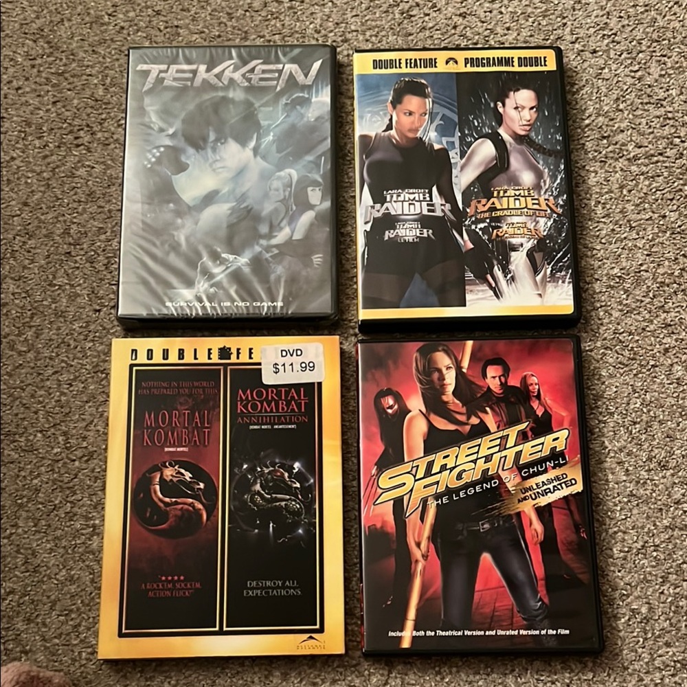Video Game Movies DVD Set - Tekken, Tomb Raider, Mortal Kombat, Street Fighter